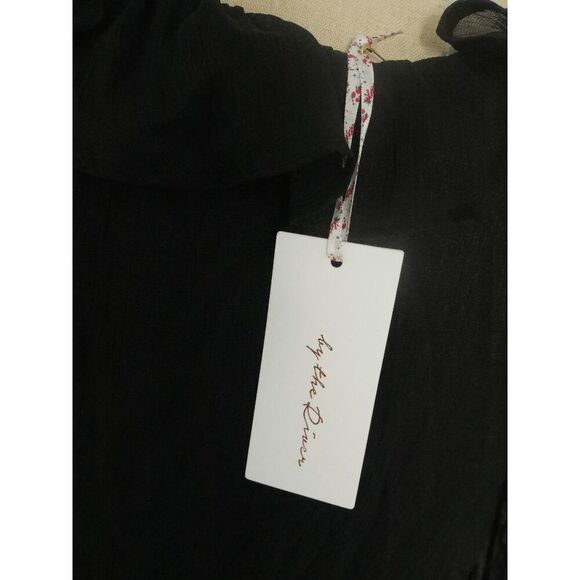 NWT By the River Women's Black Asymmetrical Tiered Surplice A-Line Dress S - Picture 5 of 10